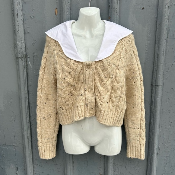 Ganni Wool Alpaca Blend Poplin Collar Sweater, size XS - Picture 5 of 15